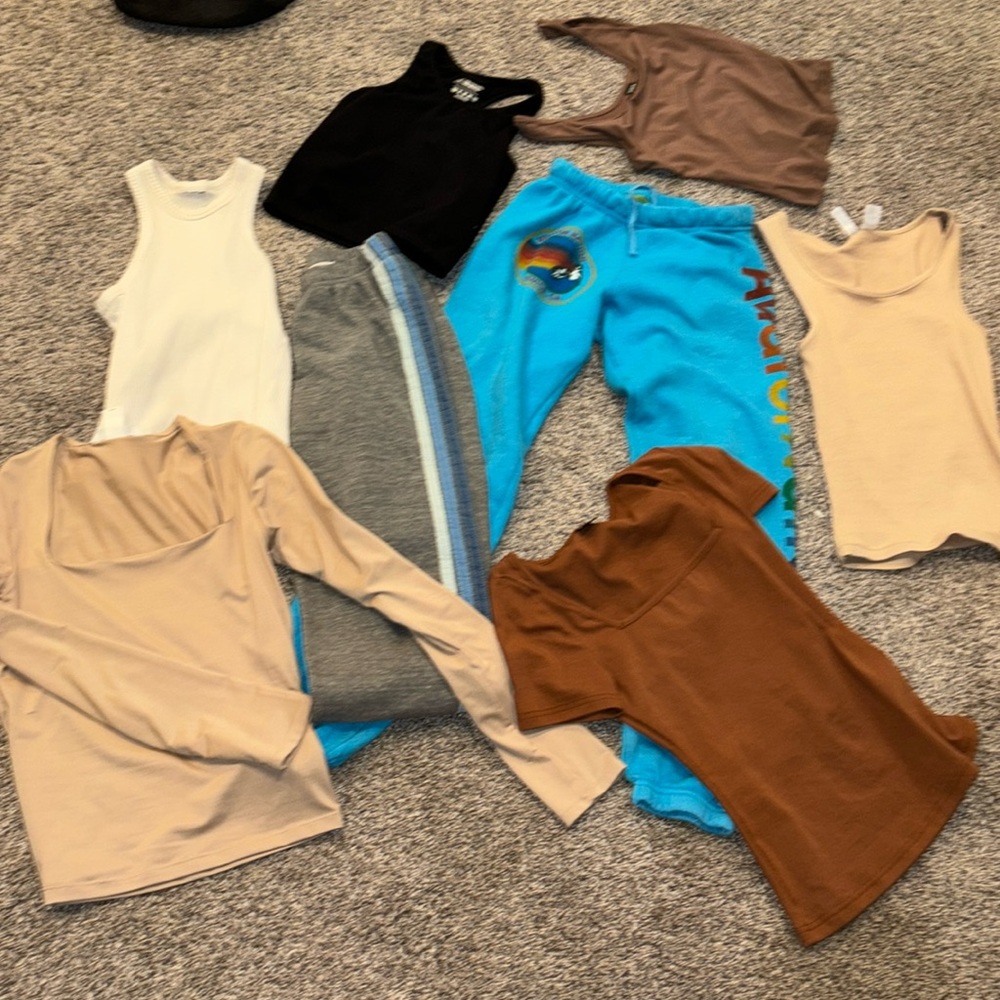 2 pairs of aviator nation sweatpants + some tops bundle / lot / pack